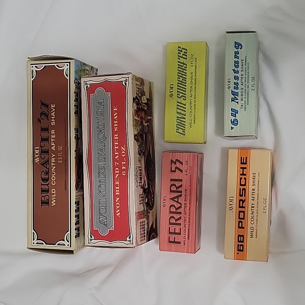 Vintage antique collectable Avon aftershave in various car shaped bottles